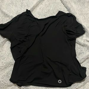 Split tie back tshirt, simple black tee, size large